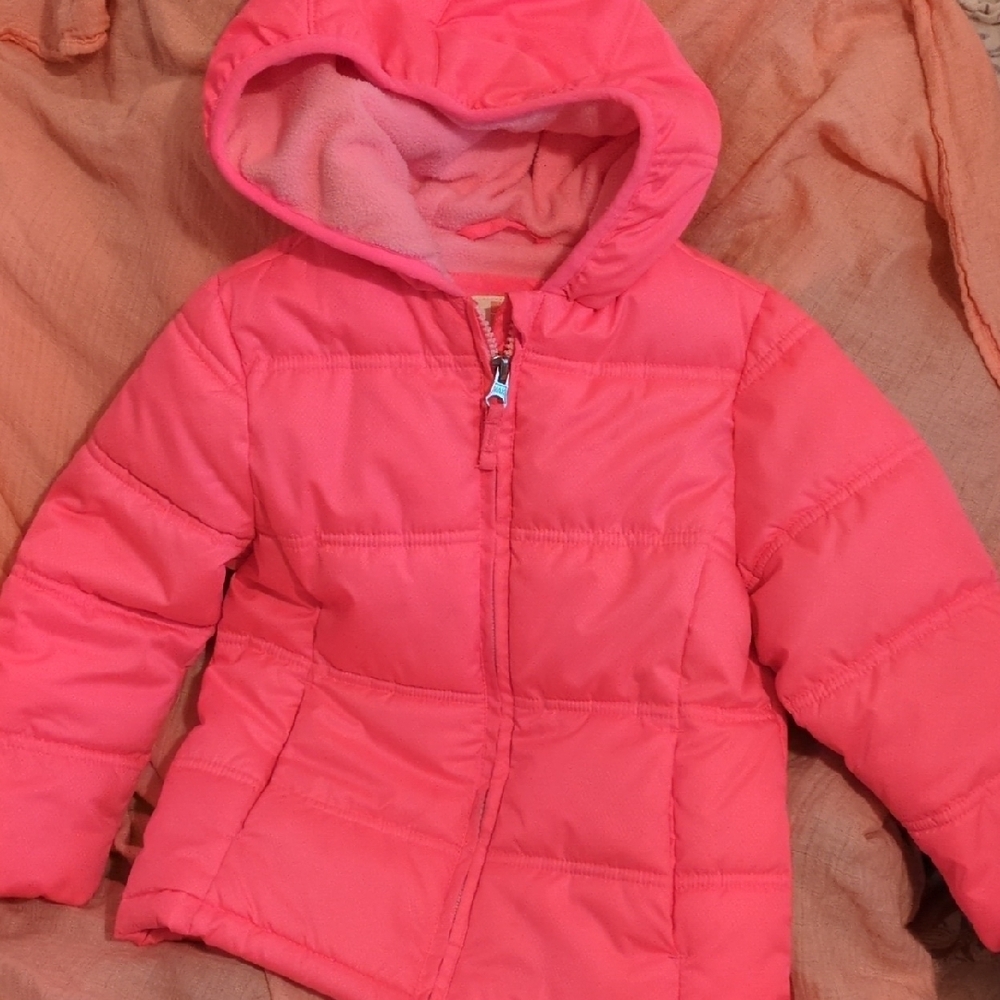 Bright Pink Hooded Puffer Jacket